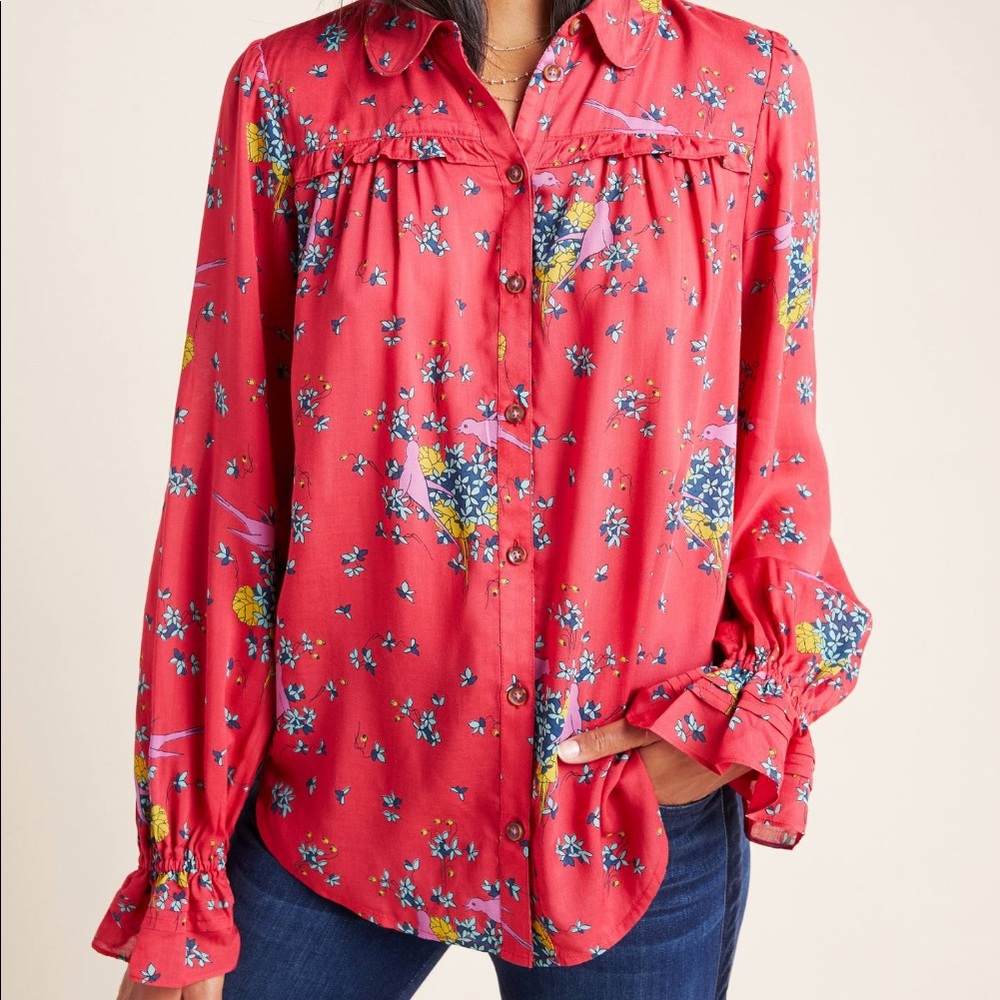 Maeve by Anthropologie Fredericka Button Down Blouse